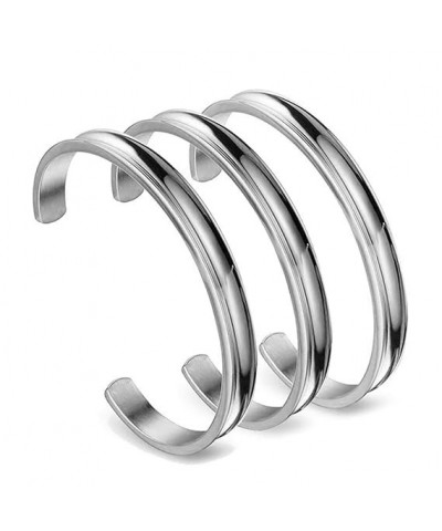 Hair Tie Bracelet Stainless Steel Grooved Cuff Bangle Gift for her (silver+rose gold) 3 PCS silver $10.88 Bracelets