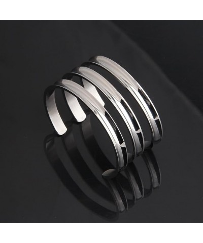 Hair Tie Bracelet Stainless Steel Grooved Cuff Bangle Gift for her (silver+rose gold) 3 PCS silver $10.88 Bracelets