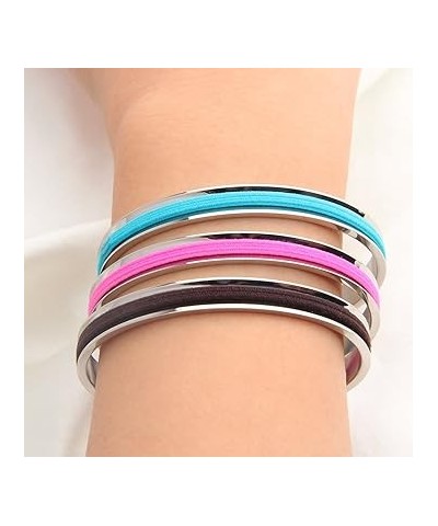 Hair Tie Bracelet Stainless Steel Grooved Cuff Bangle Gift for her (silver+rose gold) 3 PCS silver $10.88 Bracelets