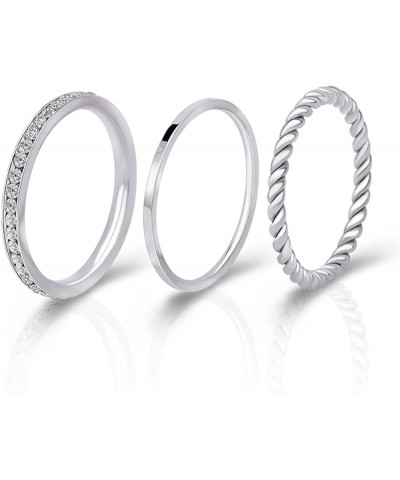 Gold Plated Rings Stackable Rings for Women Layering Band Twisted Rope Rings Comfort Fit Size 5 to 10 plated-white $9.87 Rings