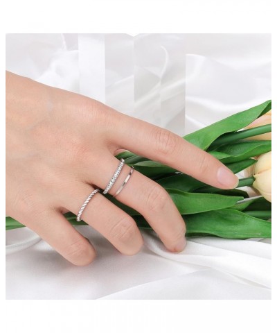 Gold Plated Rings Stackable Rings for Women Layering Band Twisted Rope Rings Comfort Fit Size 5 to 10 plated-white $9.87 Rings