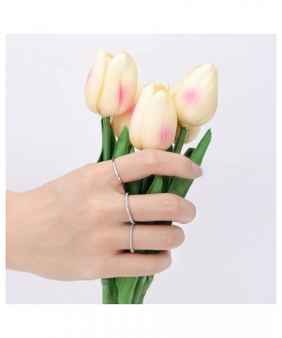 Gold Plated Rings Stackable Rings for Women Layering Band Twisted Rope Rings Comfort Fit Size 5 to 10 plated-white $9.87 Rings