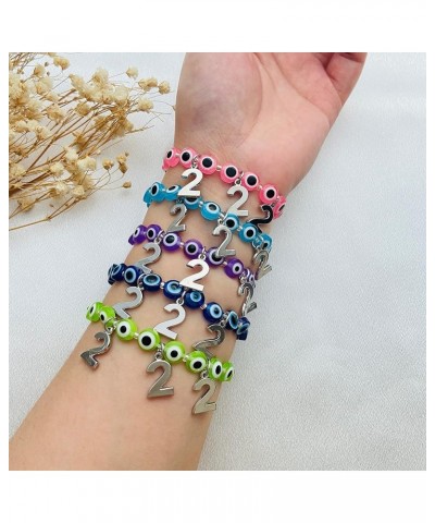 Evil Eye Bracelet 111 222 333 444 555 666 777 888 999 Angel Number Charm Bracelet Ojo Beaded Protection Bracelet for Women Gi...