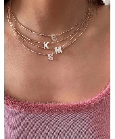 Beaded Initial Necklace with Pearl Letter Boho Summer Beach Layering Choker Necklace for Women G $7.83 Necklaces