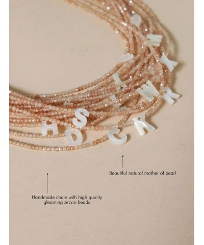 Beaded Initial Necklace with Pearl Letter Boho Summer Beach Layering Choker Necklace for Women G $7.83 Necklaces