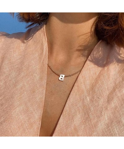 Beaded Initial Necklace with Pearl Letter Boho Summer Beach Layering Choker Necklace for Women G $7.83 Necklaces