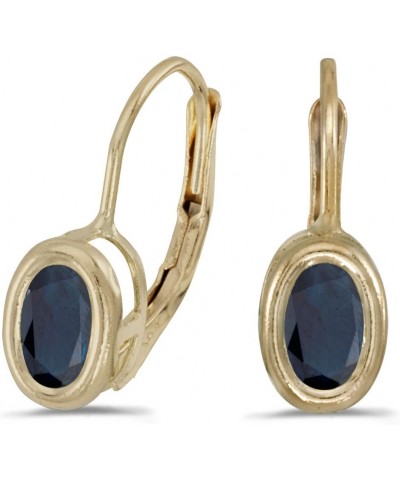 14k Yellow Gold Oval Sapphire Bezel Lever-back Earrings $40.70 Earrings