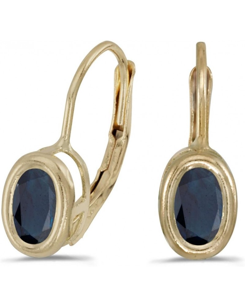 14k Yellow Gold Oval Sapphire Bezel Lever-back Earrings $40.70 Earrings