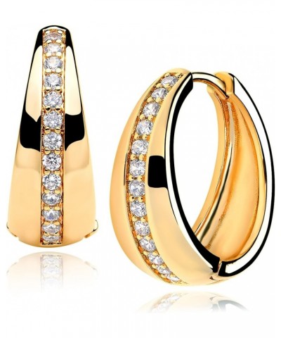 18K Gold Plated Huggie Earrings with Shining Cubic Zriconia Geometry Beads Star Hoop Earrings for Women Hoop CZ $8.97 Earrings