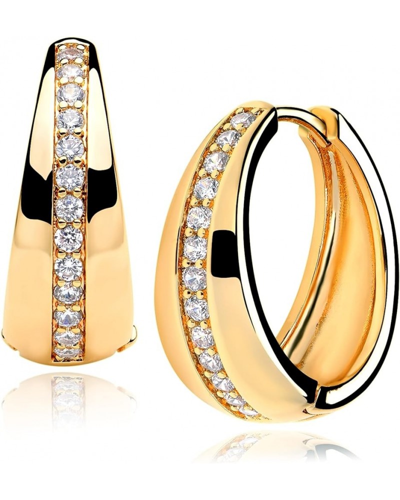 18K Gold Plated Huggie Earrings with Shining Cubic Zriconia Geometry Beads Star Hoop Earrings for Women Hoop CZ $8.97 Earrings