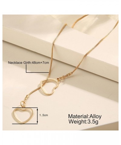 Dainty Lariat Drop Chain Necklace for Women Y Shaped Double Heart Long Pendant Necklaces Minimalist Jewelry Gifts V-gold One ...