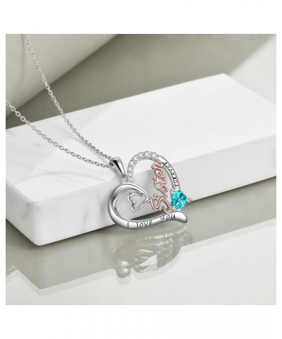 Sister Gifts from Sister Sterling Silver I Love You Forever Necklace Birthstone Pendant Sister Jewelry for Women Girls Sister...