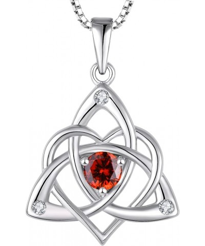 Celtic Knot Necklace for Women 925 Sterling Silver Trinity Love Knot Pendant Birthstones Jewelry 1-garnet-Jan $29.69 Necklaces