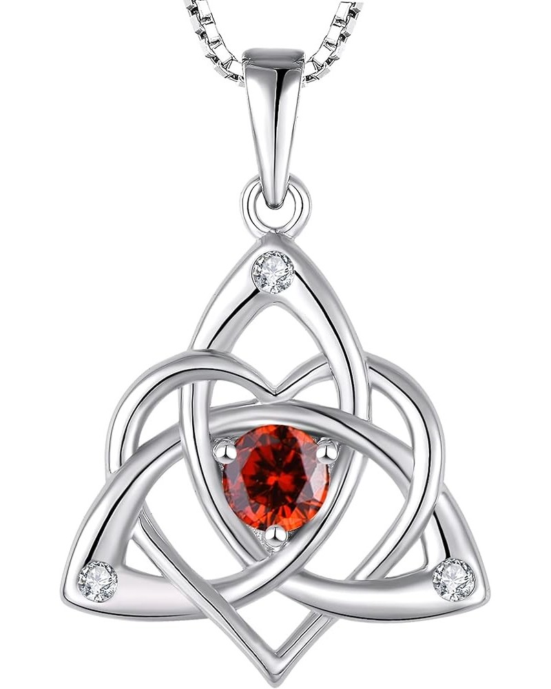 Celtic Knot Necklace for Women 925 Sterling Silver Trinity Love Knot Pendant Birthstones Jewelry 1-garnet-Jan $29.69 Necklaces