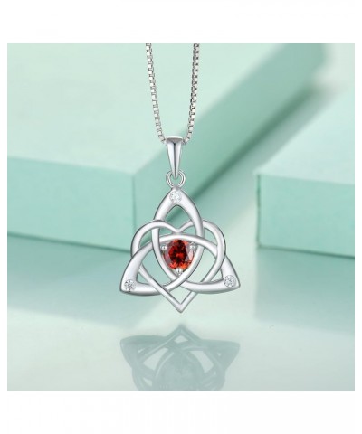 Celtic Knot Necklace for Women 925 Sterling Silver Trinity Love Knot Pendant Birthstones Jewelry 1-garnet-Jan $29.69 Necklaces