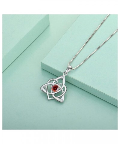 Celtic Knot Necklace for Women 925 Sterling Silver Trinity Love Knot Pendant Birthstones Jewelry 1-garnet-Jan $29.69 Necklaces