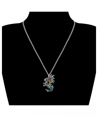 Enamel Alloy Fantasy Dragon Necklace Dinosaur Pendant Novelty Jewelry for Women Girls Festival Charms Gifts Emerald $10.43 Ne...