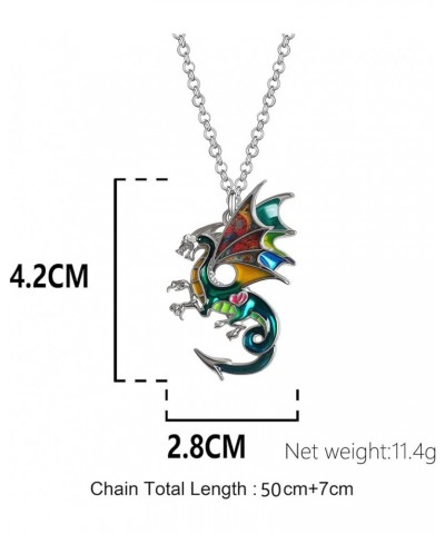 Enamel Alloy Fantasy Dragon Necklace Dinosaur Pendant Novelty Jewelry for Women Girls Festival Charms Gifts Emerald $10.43 Ne...