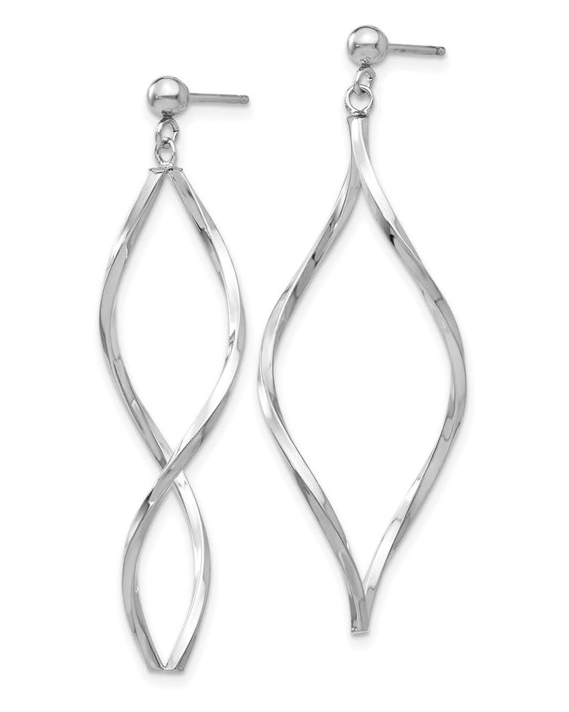 14K White Gold Twisted Post Drop Dangle Earrings 10K White Gold - 40mm - 1.57 inch $76.71 Earrings