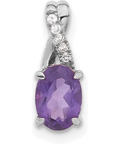 14Kt Gold Oval Diamond and Birthstone Gemstone Charm Pendant (Length 14.3mm Width 6.25 mm) white-gold amethyst $77.28 Pendants