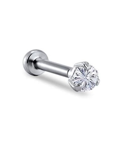 14K White Gold Labret Nose Ring Stud Titanium Push Pin Threadless Post 3/16, 1/4, 9/32, 5/16 CZ 18G 2.5mm CZ - 3/16" Labret $...