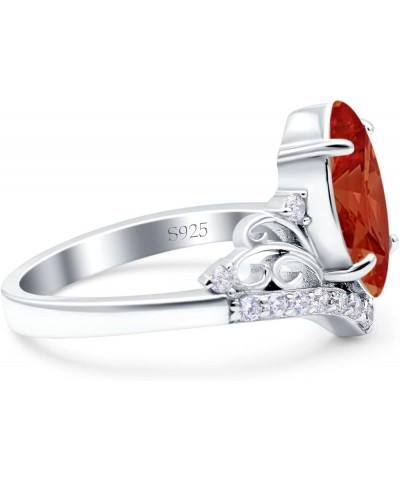 Marquise Art Deco Wedding Engagement Bridal Ring Round Simulated Cubic Zirconia 925 Sterling Silver Simulated Garnet CZ $17.6...