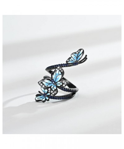 925 Sterling Silver Butterfly Bridal Jewelry Colorful Enamel Jewelry Set CZ Simulated Diamond Party Jewelry Set for Women 10 ...