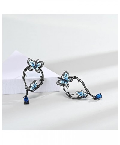 925 Sterling Silver Butterfly Bridal Jewelry Colorful Enamel Jewelry Set CZ Simulated Diamond Party Jewelry Set for Women 10 ...