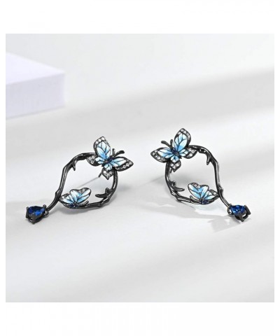 925 Sterling Silver Butterfly Bridal Jewelry Colorful Enamel Jewelry Set CZ Simulated Diamond Party Jewelry Set for Women 10 ...