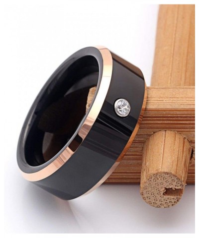 Elegant Tungsten Carbine Wedding Band for Men or Women Heavy Comfort Fit Black and Rose Ring Single Cubic Zirconia by Ginger ...