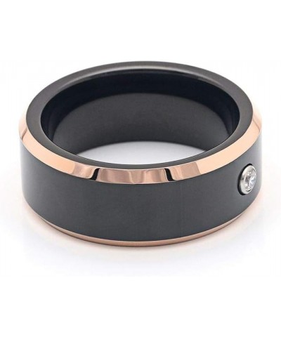 Elegant Tungsten Carbine Wedding Band for Men or Women Heavy Comfort Fit Black and Rose Ring Single Cubic Zirconia by Ginger ...