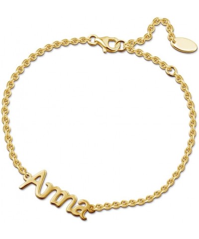 Name Bracelet Personalized 10K 14K 18K Solid Gold Custom Name Anklet Bracelet with Adjustable Link Chain for Women as Gift fo...