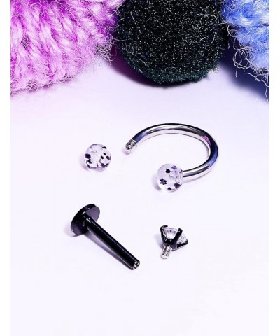 16g Lip Rings Stainless Steel Horseshoe Labret Monroe Lip Rings Nail Tragus Helix Earrings Studs Ring Medusa Piercing Jewelry...