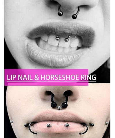 16g Lip Rings Stainless Steel Horseshoe Labret Monroe Lip Rings Nail Tragus Helix Earrings Studs Ring Medusa Piercing Jewelry...