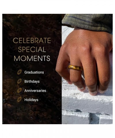 Maya Stone Ring Collection | Natural Stone Band for Women and Men | Stackable Ring | 6mm Wide Toltec - Tiger Eye $17.67 Rings