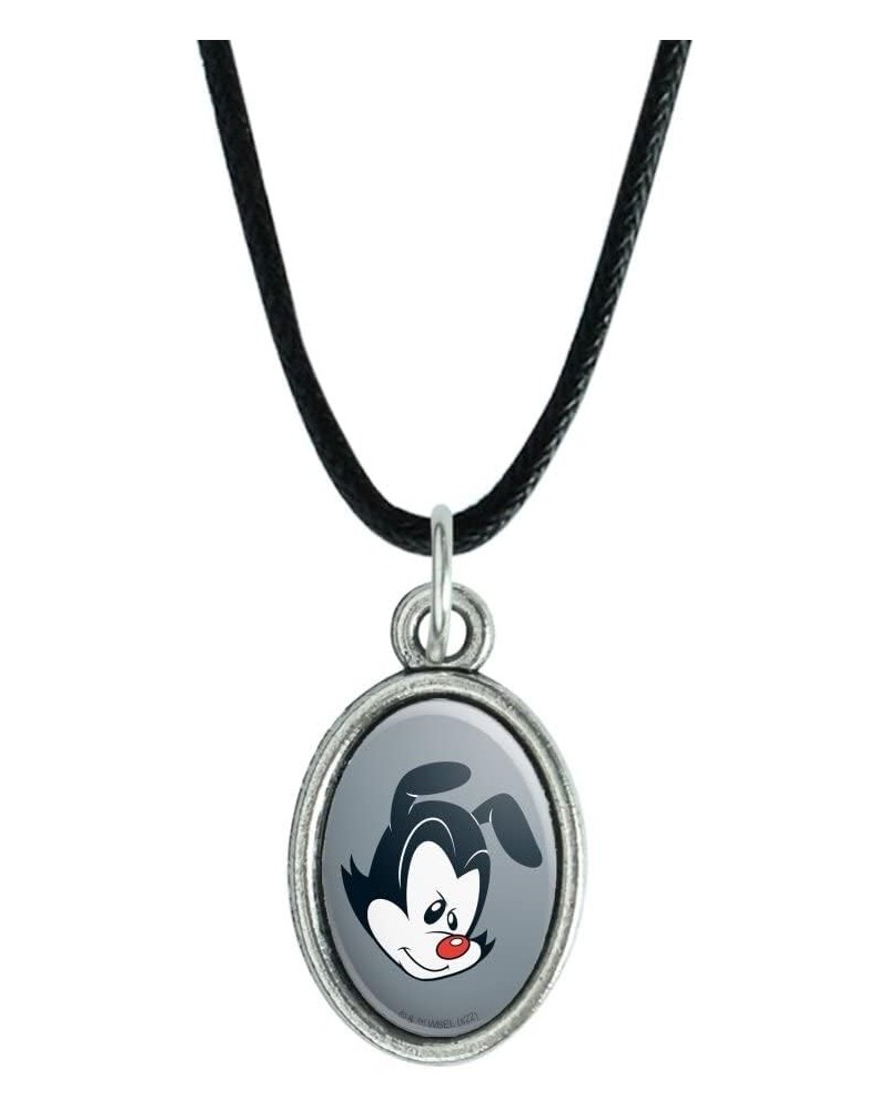 Animaniacs Yakko Head Antiqued Oval Charm Pendant with Black Satin Cord $9.17 Necklaces