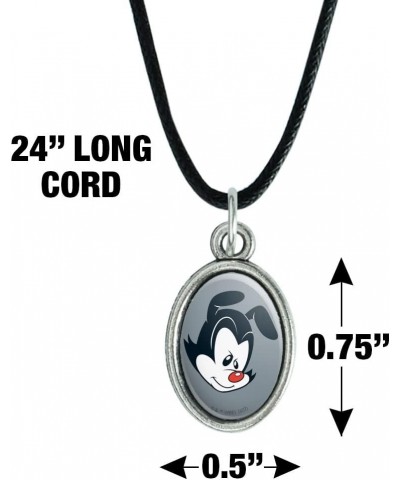 Animaniacs Yakko Head Antiqued Oval Charm Pendant with Black Satin Cord $9.17 Necklaces