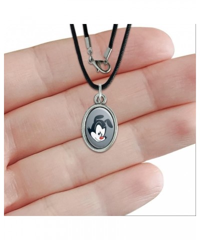 Animaniacs Yakko Head Antiqued Oval Charm Pendant with Black Satin Cord $9.17 Necklaces