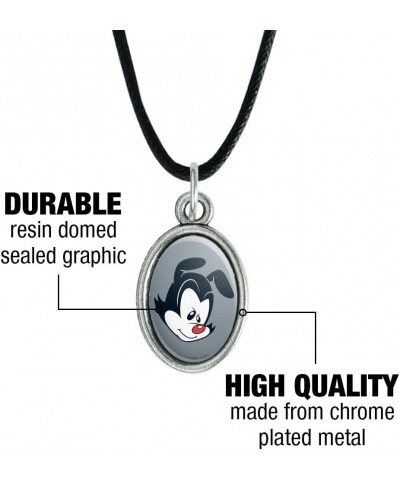 Animaniacs Yakko Head Antiqued Oval Charm Pendant with Black Satin Cord $9.17 Necklaces