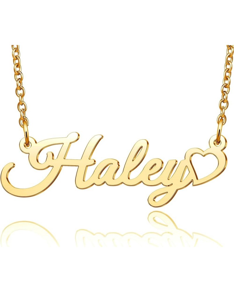 Love Heart Name Necklace Personalized Script Cursive Name Gold Jewelry Birthday Gift for Women Haley $10.61 Necklaces