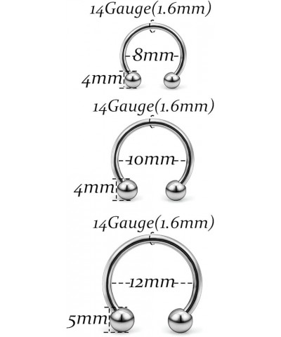 14G 16G G23 Titanium Septum Rings Nose Rings Hoop Horseshoe Rings Septum Piercing Jewelry Helix Daith Cartilage Tragus Earrin...