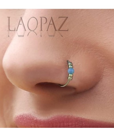 Nose Rings Plain & Opals Gold Blue Opal - 4 Beads $8.24 Body Jewelry