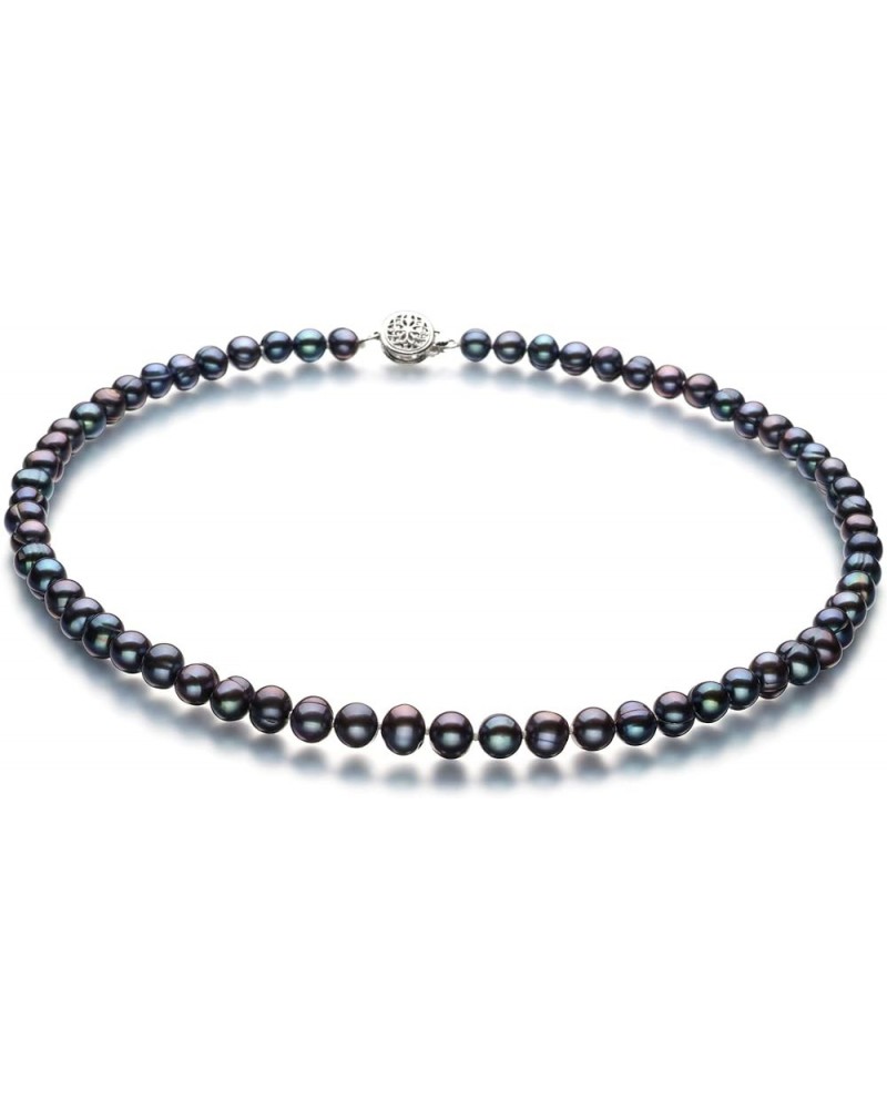 Bliss Black 6-7mm A Quality Freshwater 925 Sterling Silver Cultured Pearl Necklace For Women 51.0 Inches $57.40 Necklaces