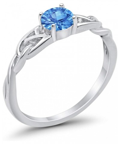 Celtic Trinity Ring Solid 925 Sterling Silver Wedding Engagement Promise Ring Solitaire Choose Color Simulated Blue Topaz CZ ...