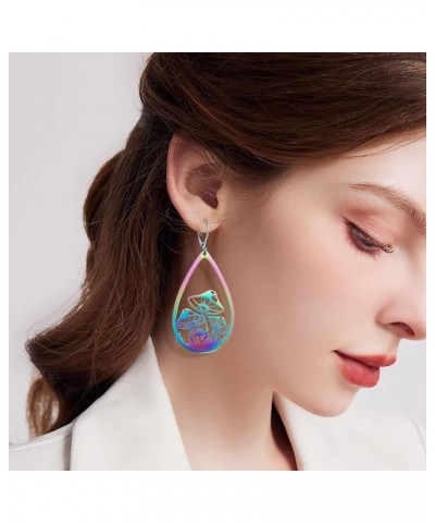 Teardrop Dangle Earrings for Women Girls Trendy Colorful Sun Mushroom Drop Earrings Hollowed-Out Geometric Boho Earrings Dang...