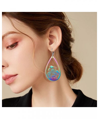 Teardrop Dangle Earrings for Women Girls Trendy Colorful Sun Mushroom Drop Earrings Hollowed-Out Geometric Boho Earrings Dang...