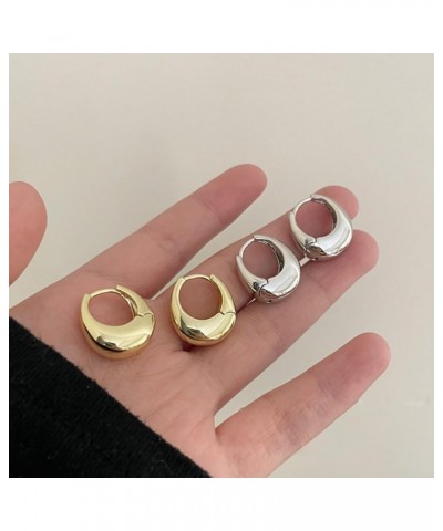 Gold Hoop Earrings for Women Chunky Huggie Hoop Earrings Thick Hoop Earrings Small Hoops Earrings Geometric Statement Earring...