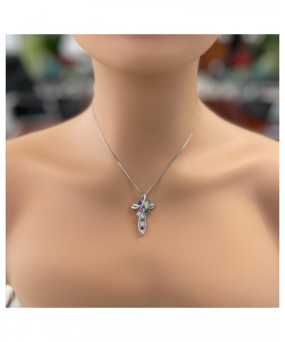 Family Cross Birthstone Mothers Necklace w/ 1 to 11 Simulated Birthstones in Solid 925 Sterling Silver rose gold plated $34.8...