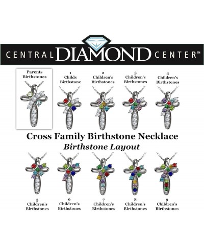 Family Cross Birthstone Mothers Necklace w/ 1 to 11 Simulated Birthstones in Solid 925 Sterling Silver rose gold plated $34.8...