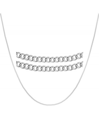 925 Sterling Silver 16/18/20/22/24" inch Chain Necklace Thin Box/Diamond/Water Wave/Beads/Figaro Cuban Chain Shiny & Sturdy f...